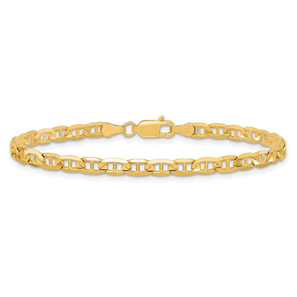 9 Inch 10K Yellow Gold 3.75mm Concave Anchor Chain Bracelet