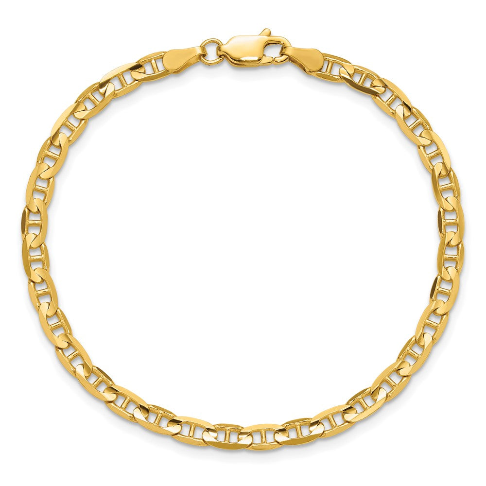 9 Inch 10K Yellow Gold 3.75mm Concave Anchor Chain Bracelet