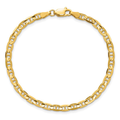 9 Inch 10K Yellow Gold 3.75mm Concave Anchor Chain Bracelet