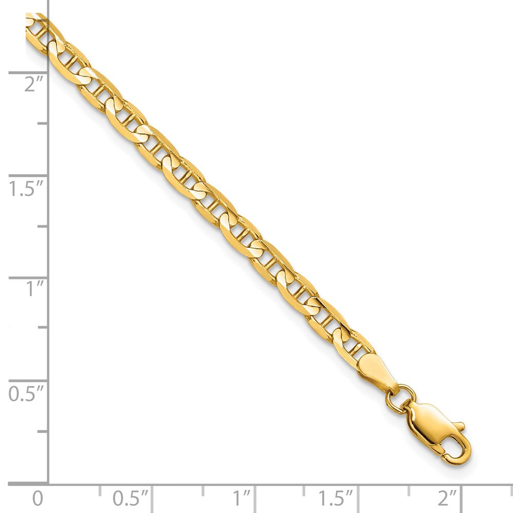 9 Inch 10K Yellow Gold 3.75mm Concave Anchor Chain Bracelet