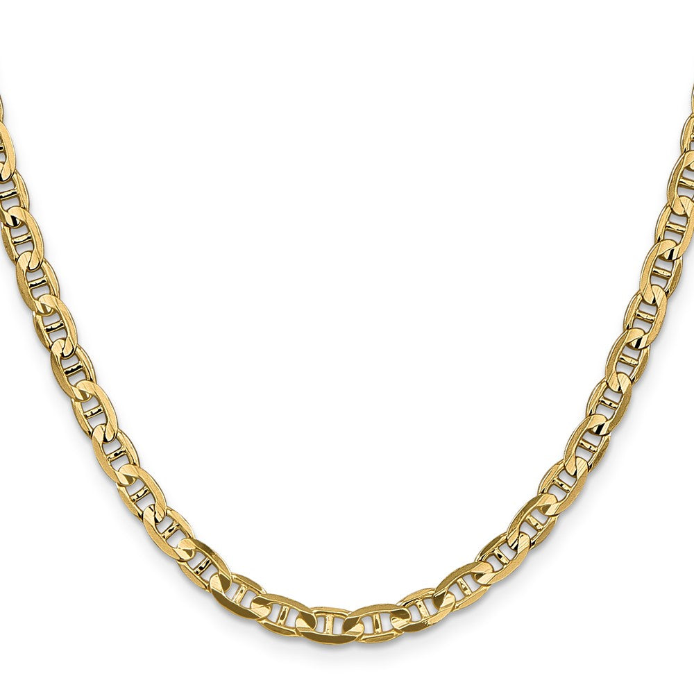 2 Inch 10K Yellow Gold 4.5mm Concave Anchor Chain Necklace