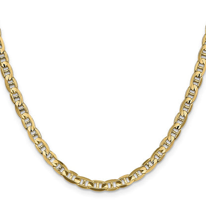 18 Inch 10K Yellow Gold 4.5mm Concave Anchor Chain Necklace