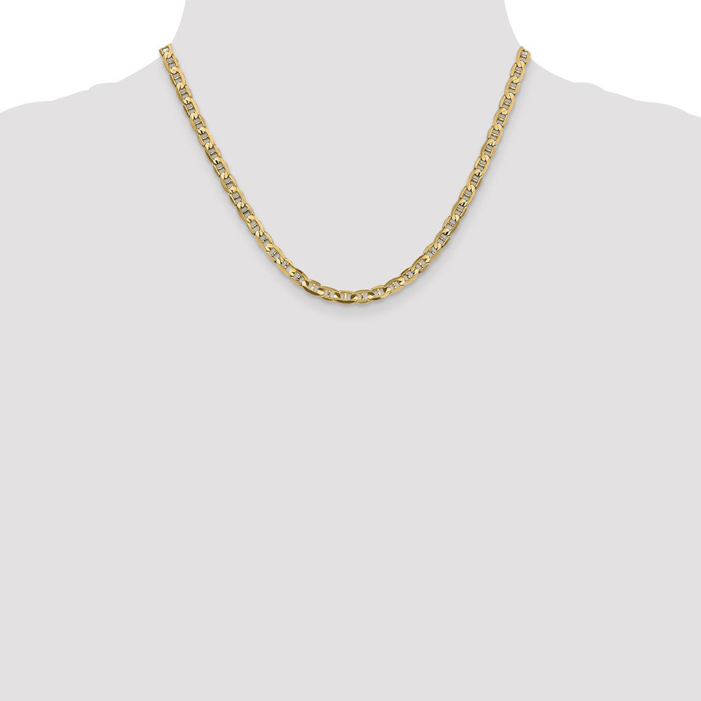 18 Inch 10K Yellow Gold 4.5mm Concave Anchor Chain Necklace