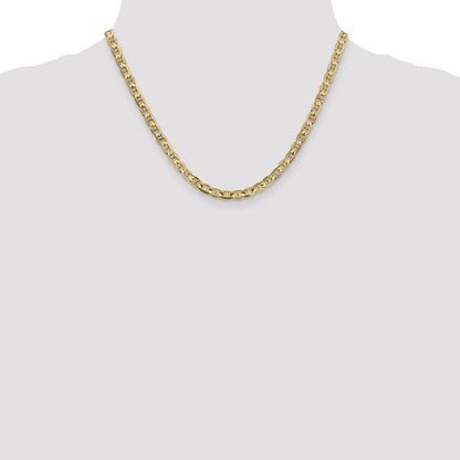 18 Inch 10K Yellow Gold 4.5mm Concave Anchor Chain Necklace