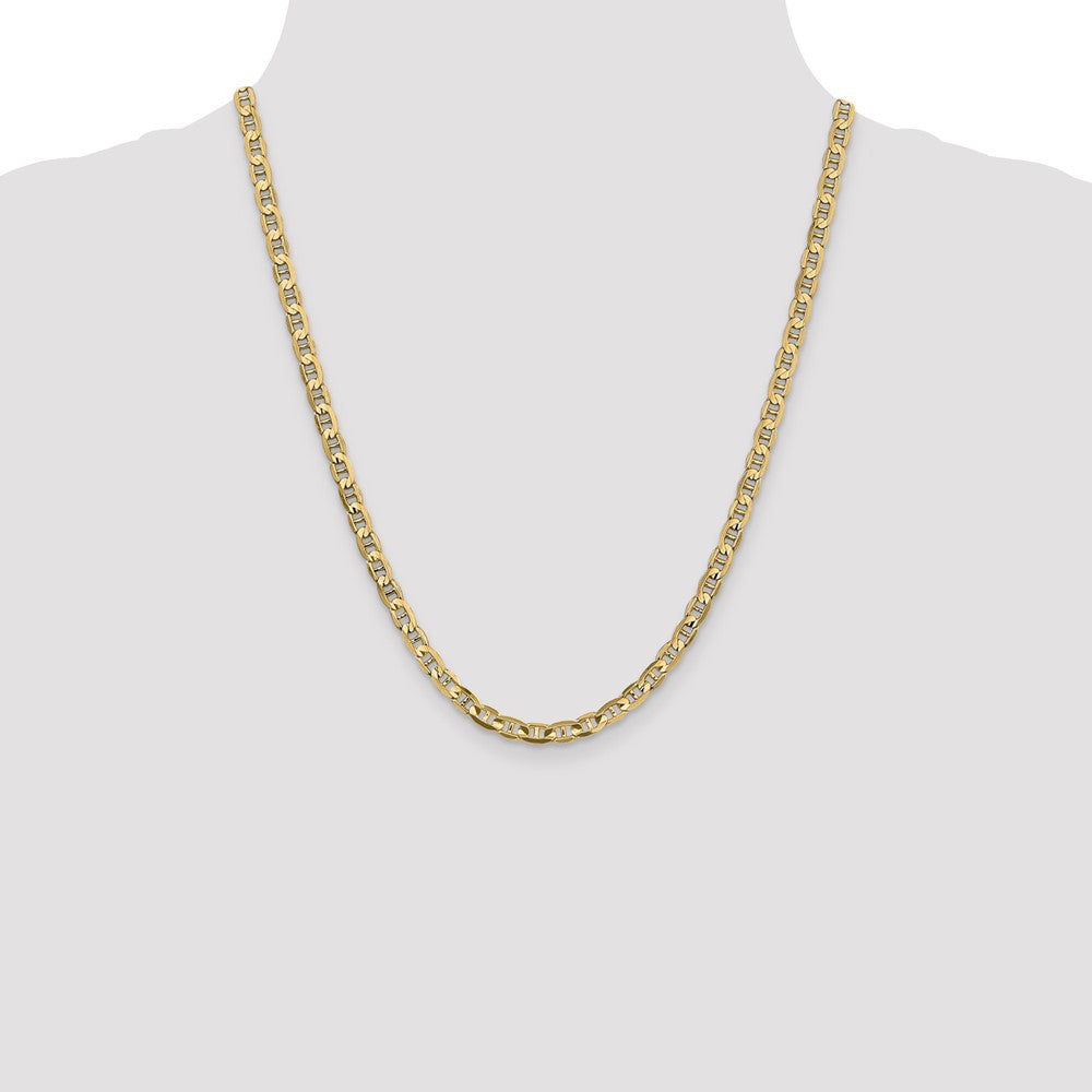22 Inch 10K Yellow Gold 4.5mm Concave Anchor Chain Necklace
