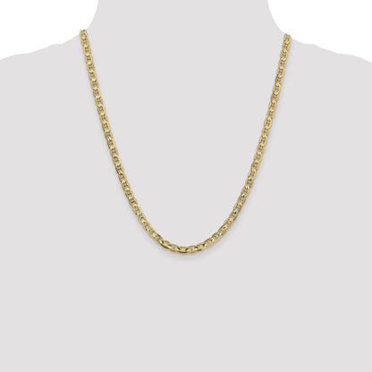 22 Inch 10K Yellow Gold 4.5mm Concave Anchor Chain Necklace