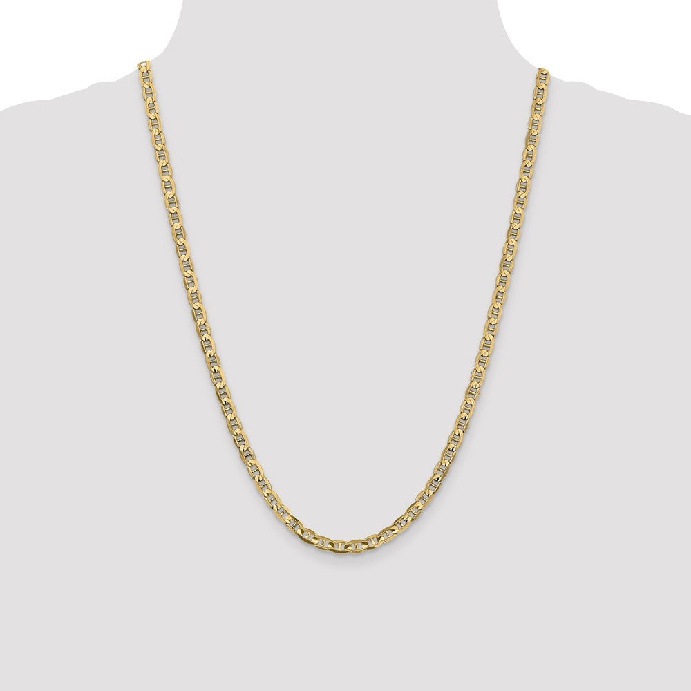 24 Inch 10K Yellow Gold 4.5mm Concave Anchor Chain Necklace