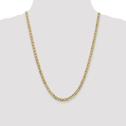 24 Inch 10K Yellow Gold 4.5mm Concave Anchor Chain Necklace