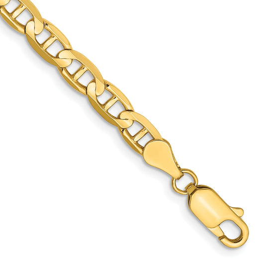 9 Inch 10K Yellow Gold 4.5mm Concave Anchor Chain Bracelet