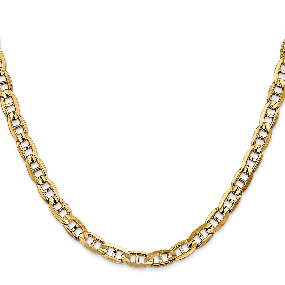 18 Inch 10K Yellow Gold 10K 5.25mm Concave Anchor Chain Necklace