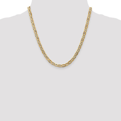 2 Inch 10K Yellow Gold 10K 5.25mm Concave Anchor Chain Necklace