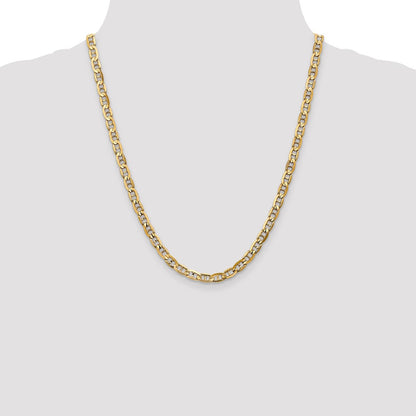 22 Inch 10K Yellow Gold 10K 5.25mm Concave Anchor Chain Necklace