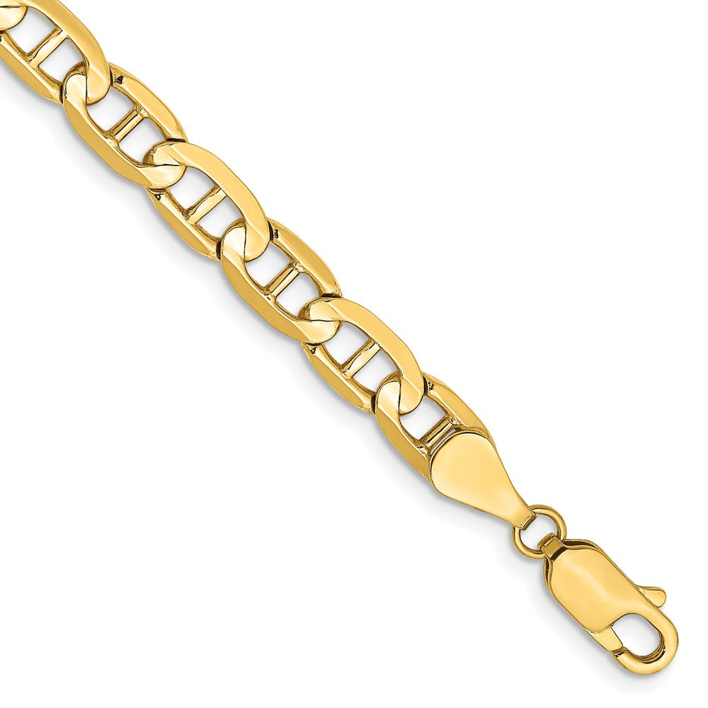 7 Inch 10K Yellow Gold 10K 5.25mm Concave Anchor Chain Bracelet