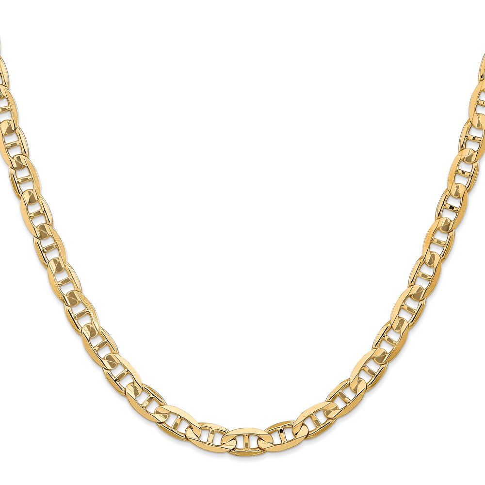 24 Inch 10K Yellow Gold 10K 6.25mm Concave Anchor Chain Necklace