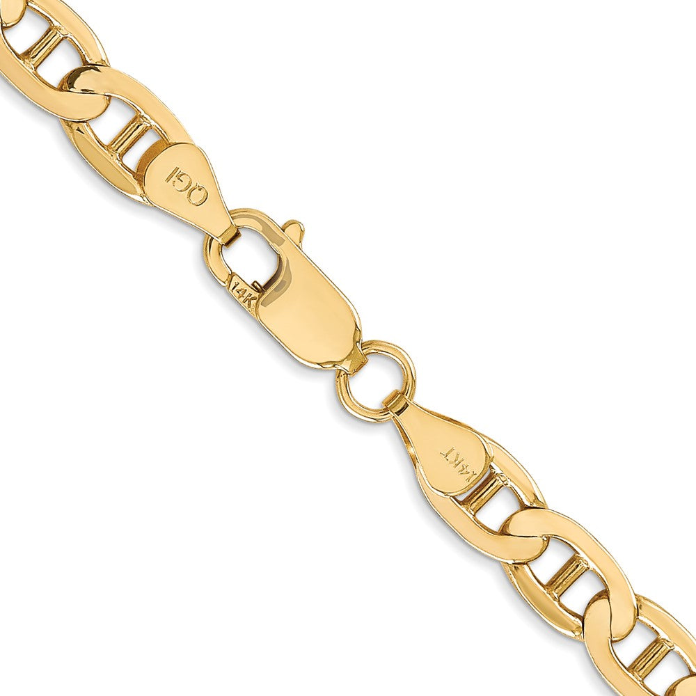 22 Inch 10K Yellow Gold 10K 6.25mm Concave Anchor Chain Necklace