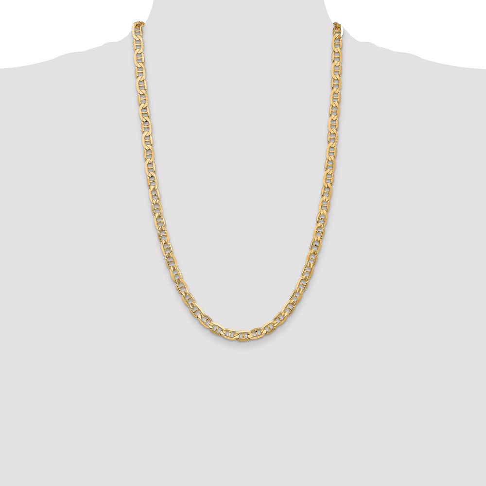 26 Inch 10K Yellow Gold 10K 6.25mm Concave Anchor Chain Necklace