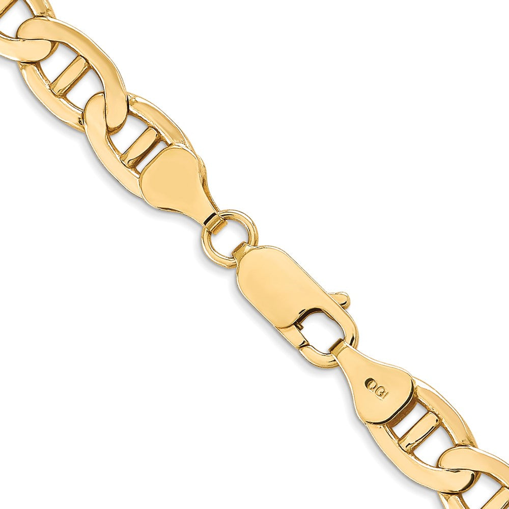 2 Inch 10K Yellow Gold 7mm Concave Anchor Chain Necklace