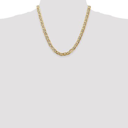 2 Inch 10K Yellow Gold 7mm Concave Anchor Chain Necklace