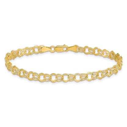 10K Yellow Gold 10Ky Solid Double Link Charm Bracelet