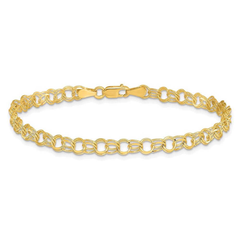 10K Yellow Gold 10Ky Solid Double Link Charm Bracelet