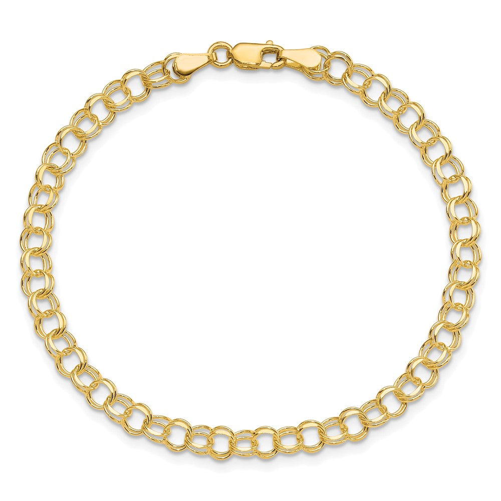 10K Yellow Gold 10Ky Solid Double Link Charm Bracelet