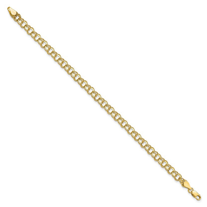 10K Yellow Gold Solid Double Link Charm Bracelet