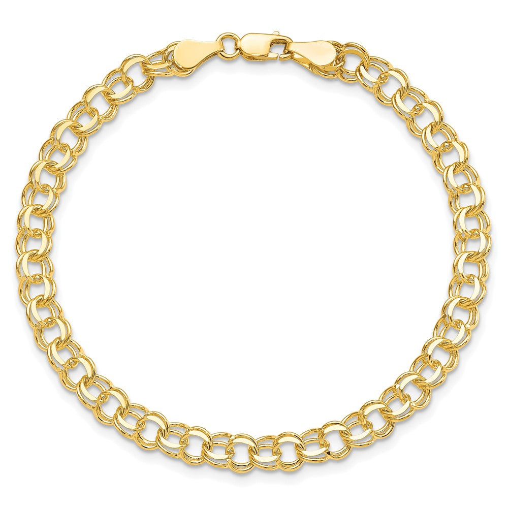 10K Yellow Gold Solid Double Link Charm Bracelet