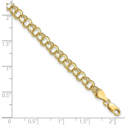10K Yellow Gold Solid Double Link Charm Bracelet