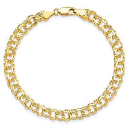 10K Yellow Gold 10Ky Solid Double Link Charm Bracelet