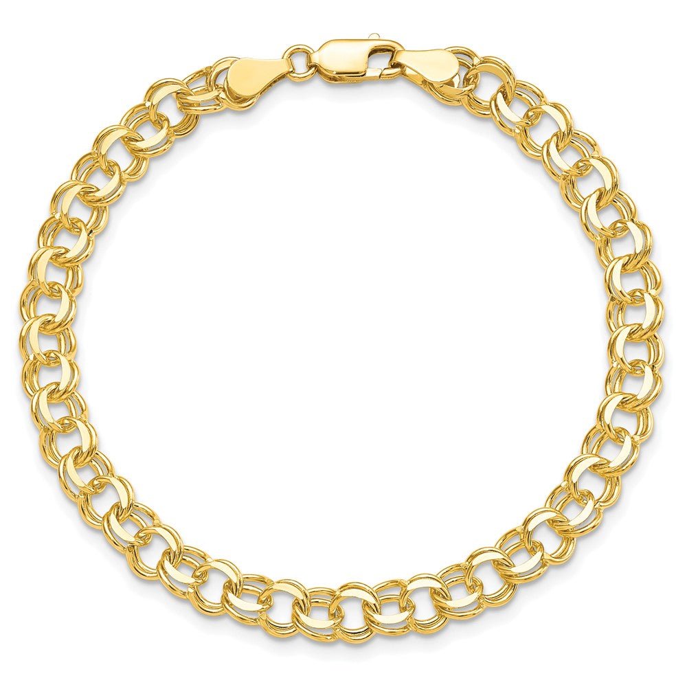 10K Yellow Gold 10Ky Solid Double Link Charm Bracelet