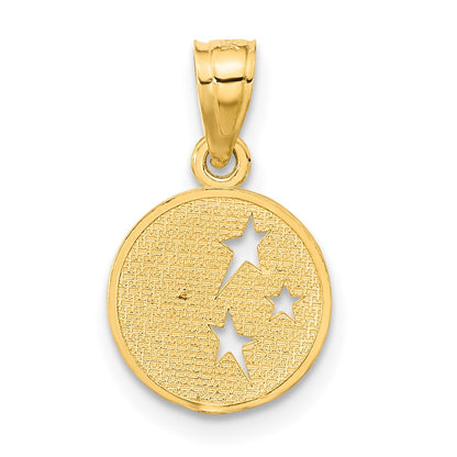10K Yellow Gold Moon & Stars Pendant
