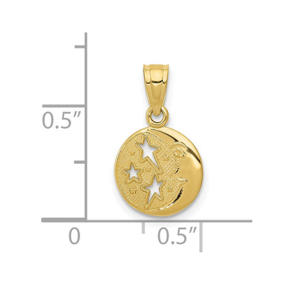 10K Yellow Gold Moon & Stars Pendant