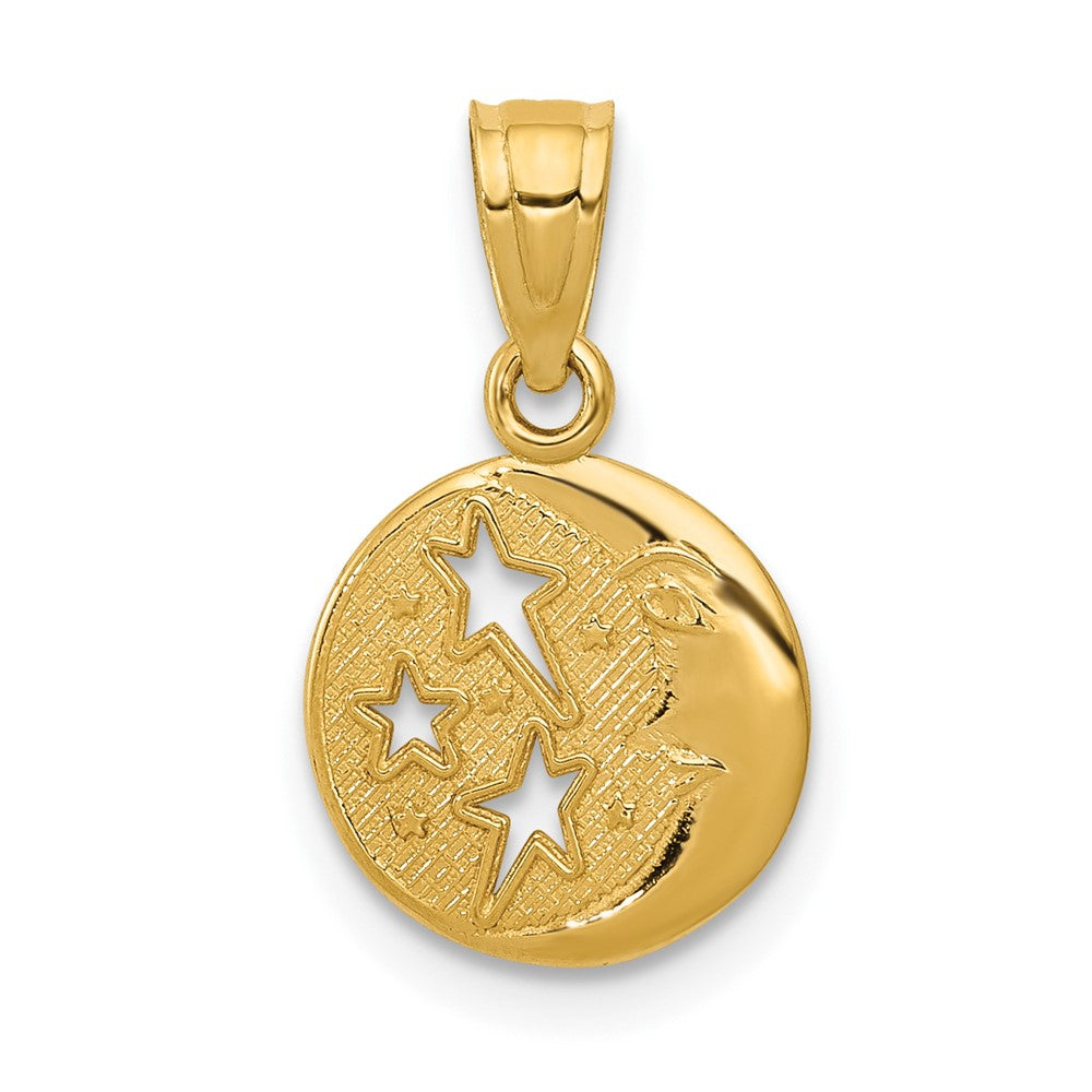 10K Yellow Gold Moon & Stars Pendant