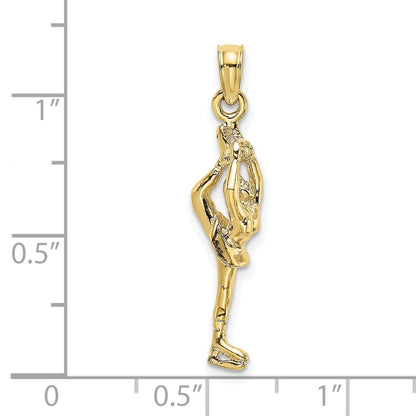 10K Yellow Gold 10K Solid Polished 3-D Figure Skater Charm