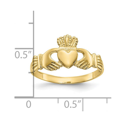10K Yellow Gold Polished Ladies Claddagh Ring