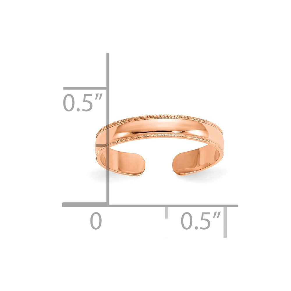10K Rose Gold 10K Mill Grain Adjustable Toe Ring