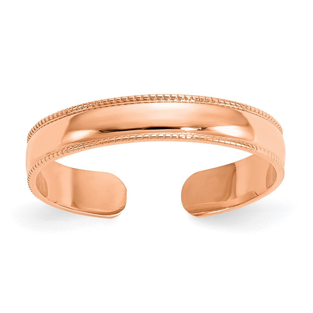 10K Rose Gold 10K Mill Grain Adjustable Toe Ring