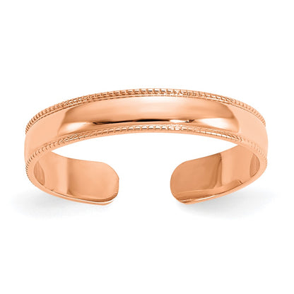 10K Rose Gold 10K Mill Grain Adjustable Toe Ring