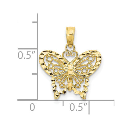 10K Yellow Gold 10K Diamond-Cut Butterfly Pendant