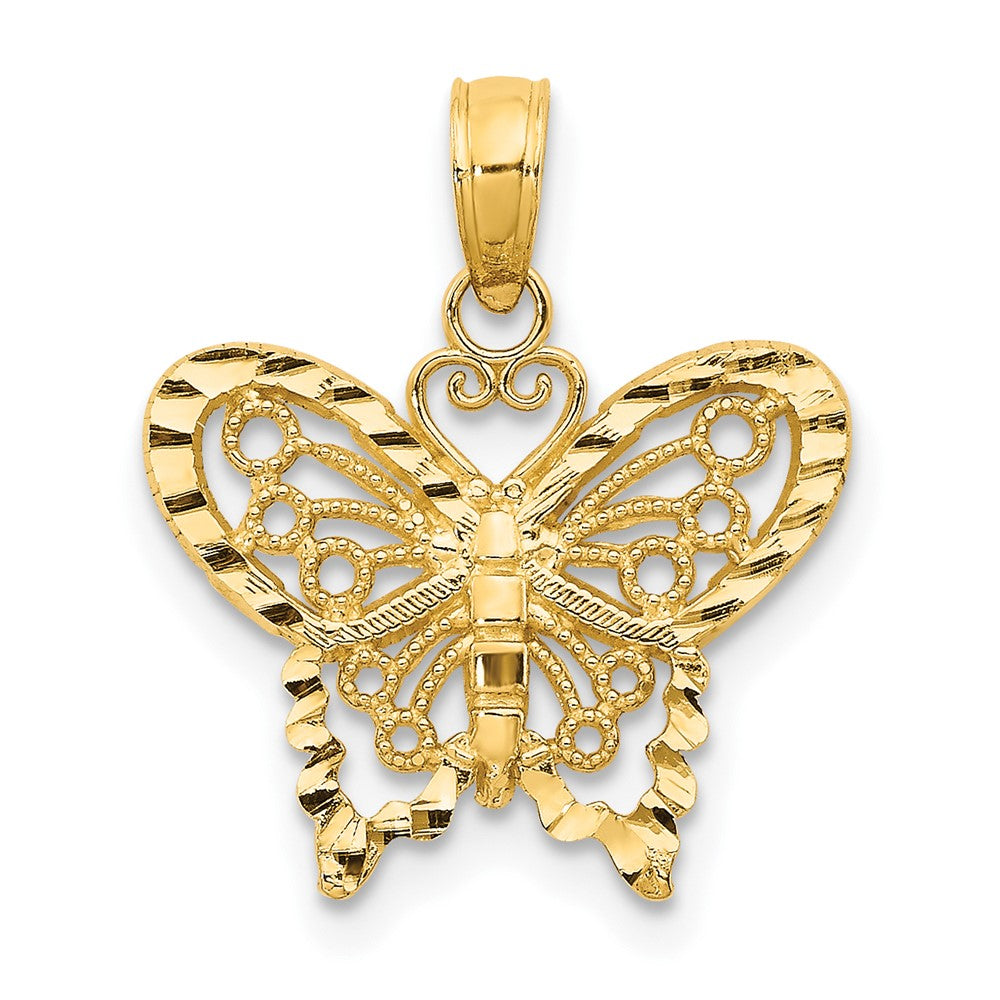 10K Yellow Gold 10K Diamond-Cut Butterfly Pendant