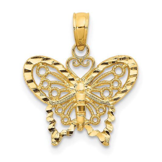 10K Yellow Gold 10K Diamond-Cut Butterfly Pendant
