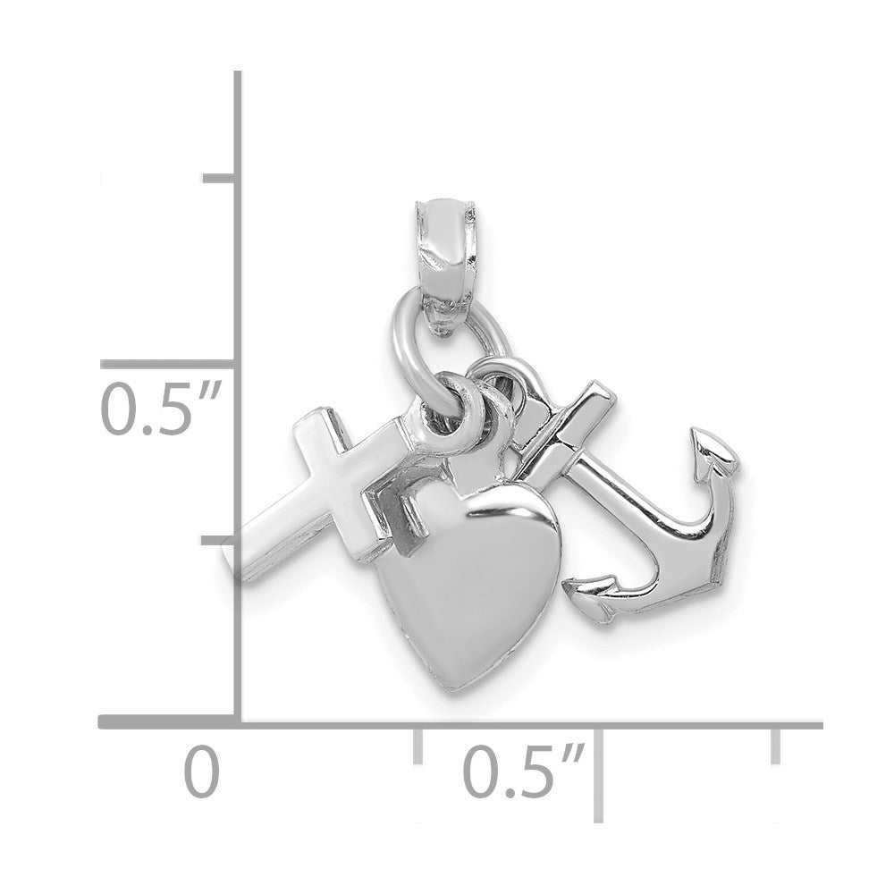 10K White Gold 10K Faith, Hope And Charity Charm