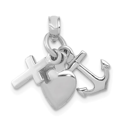 10K White Gold 10K Faith, Hope And Charity Charm