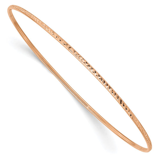 10K Rose Gold 1.5mm Diamond-Cut Slip-On Bangle Bracelet