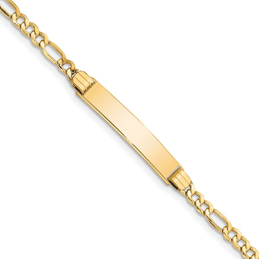10K Yellow Gold Semi-Solid Figaro Link Id Bracelet