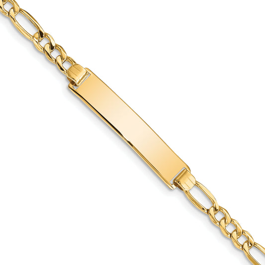 10K Yellow Gold Semi-Solid Figaro Link Id Bracelet