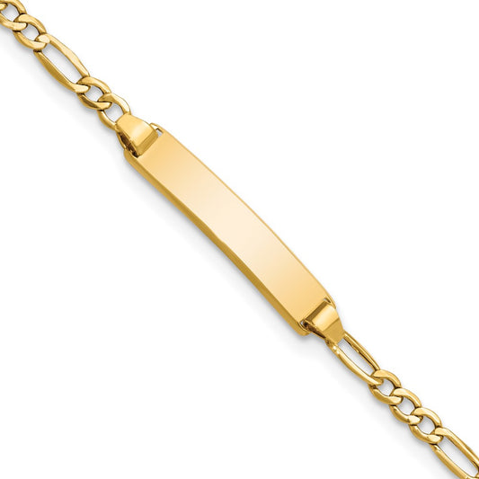 10K Yellow Gold Semi-Solid Figaro Link Id Bracelet