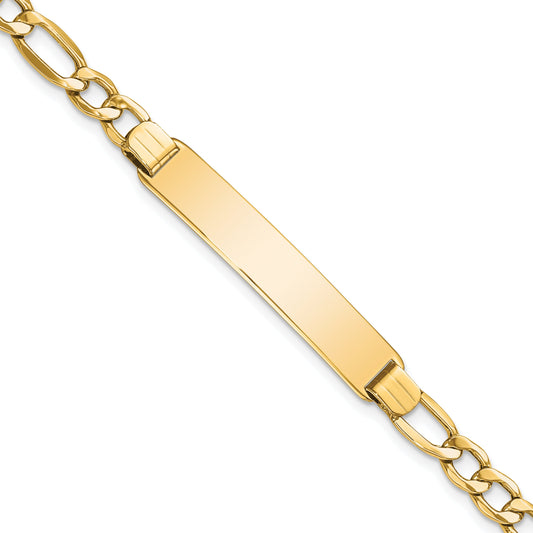 10K Yellow Gold Semi-Solid Figaro Link Id Bracelet