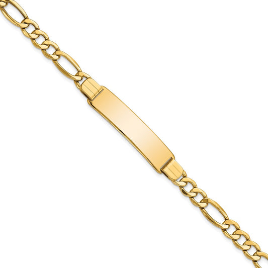 10K Yellow Gold Semi-Solid Figaro Link Id Bracelet