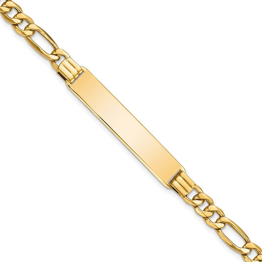 10K Yellow Gold Semi-Solid Figaro Link Id Bracelet